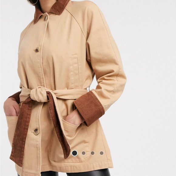 ASOS button jacket in Beige with waist tie - Picture 1 of 4